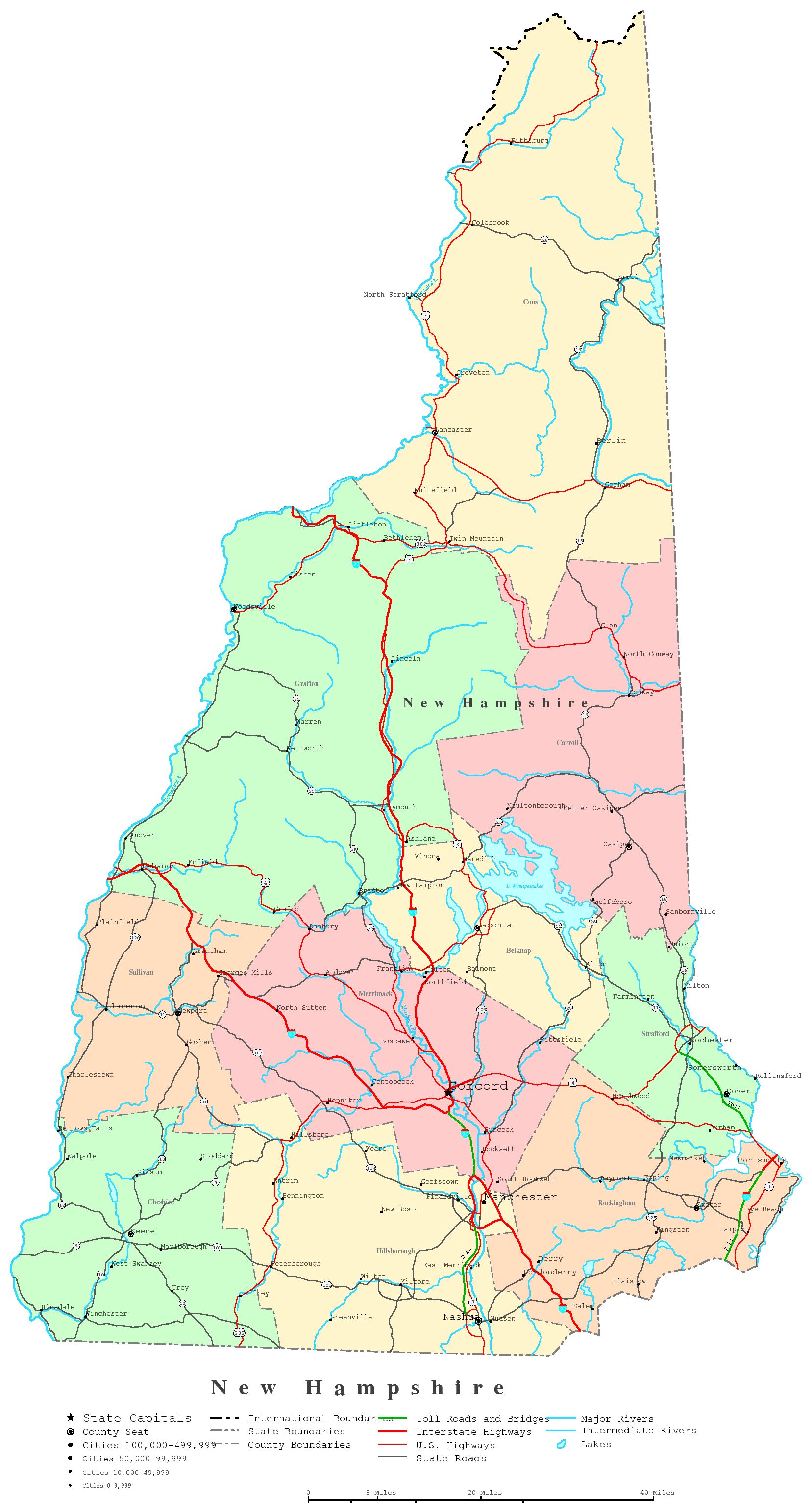 new hampshire printable haritasi