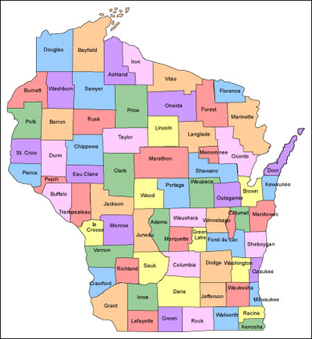 Wisconsin vilayet haritasi