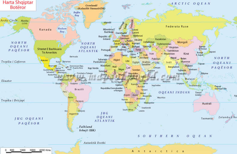 Dünya Haritası Arnavutca Dilinde