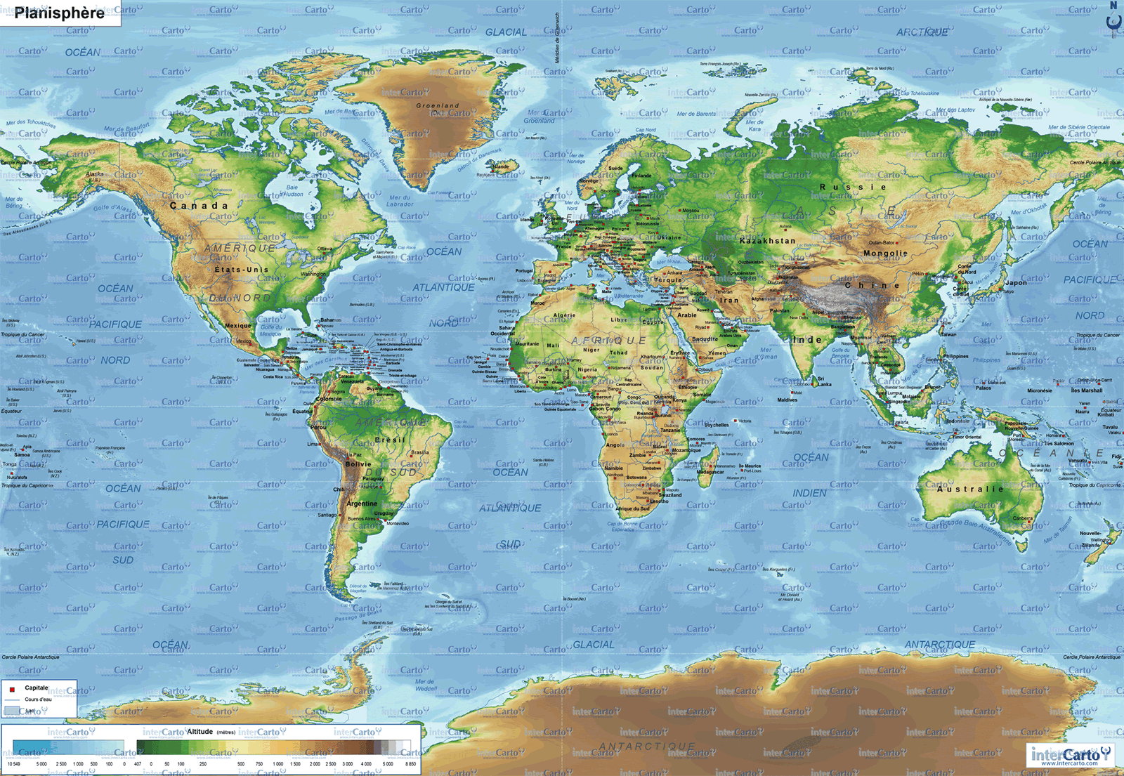 Dünya Haritası Fransızca Dilinde