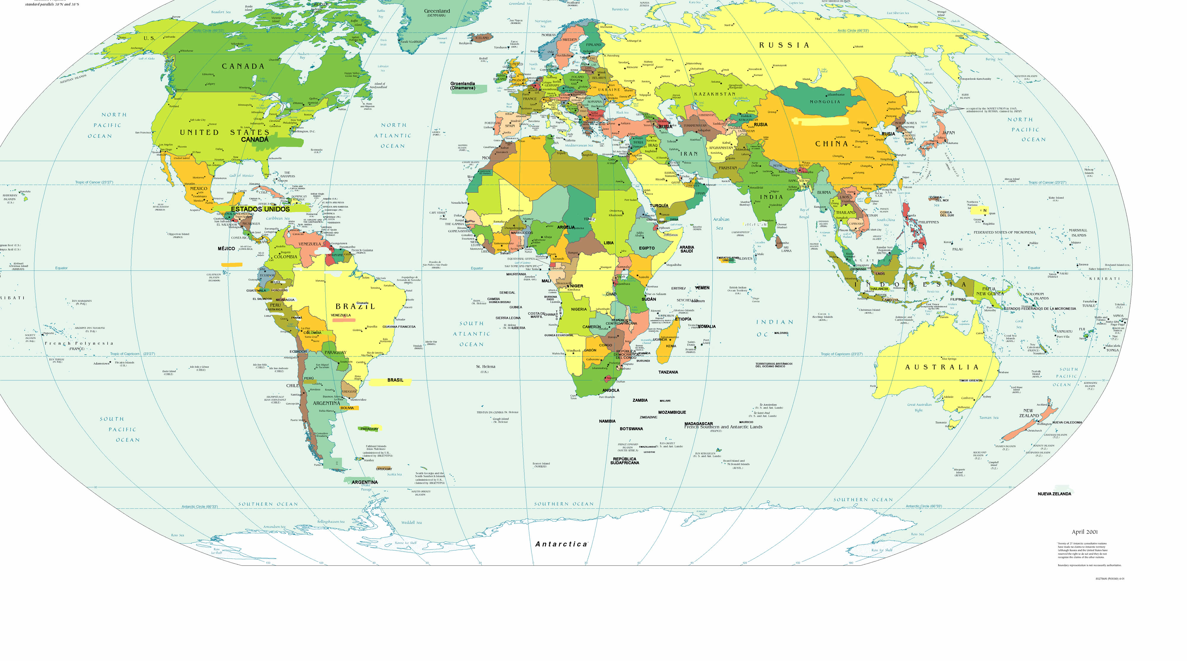 Dünya Haritası İspanyolca Dilinde