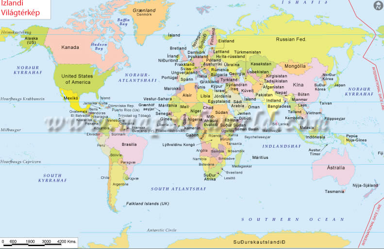 Dünya Haritası İzlandaca Dilinde