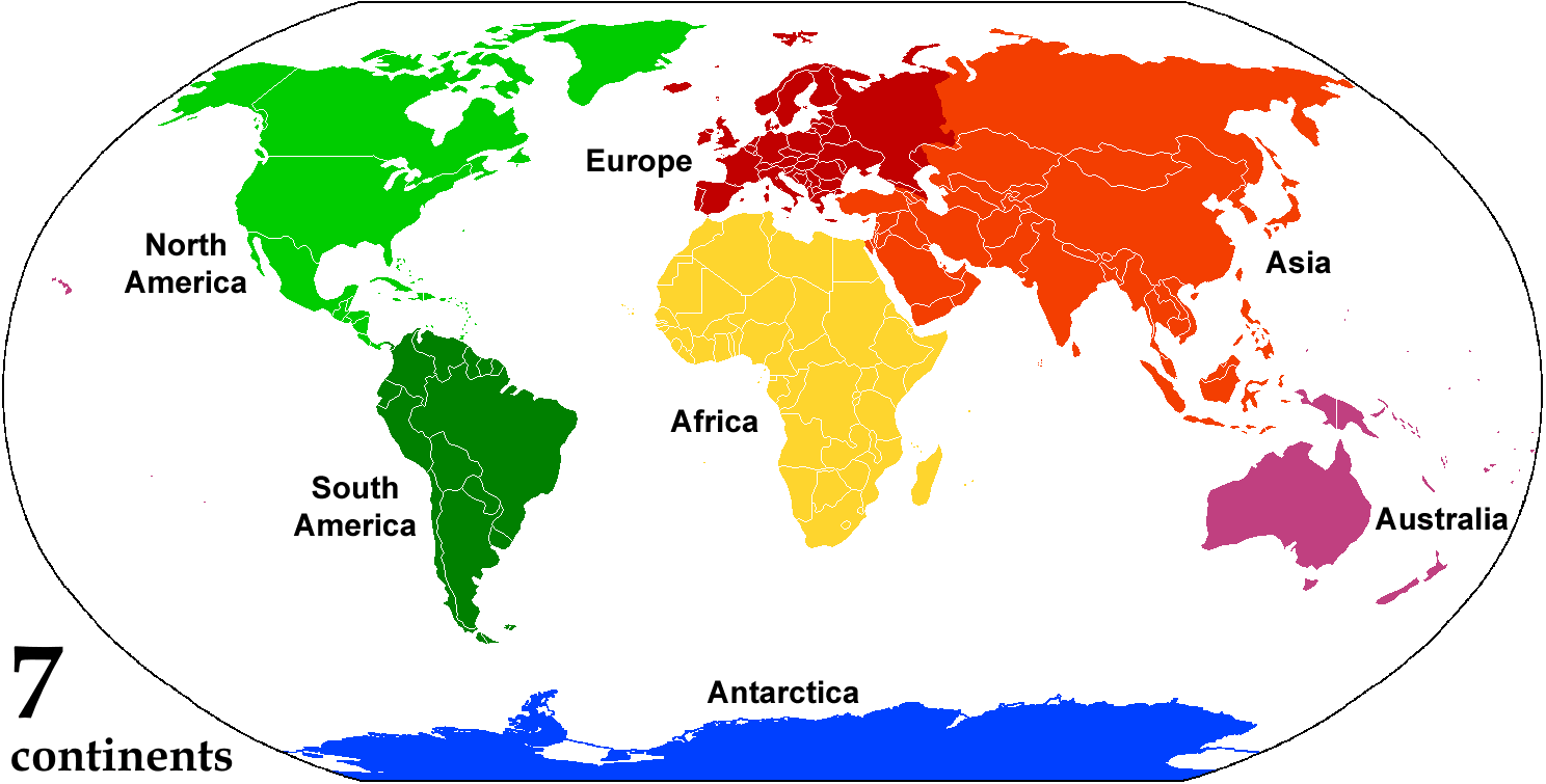 Dünya 7 Kıta Haritası