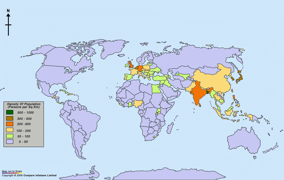 Dünya Nüfus Yoğunluğu Harita