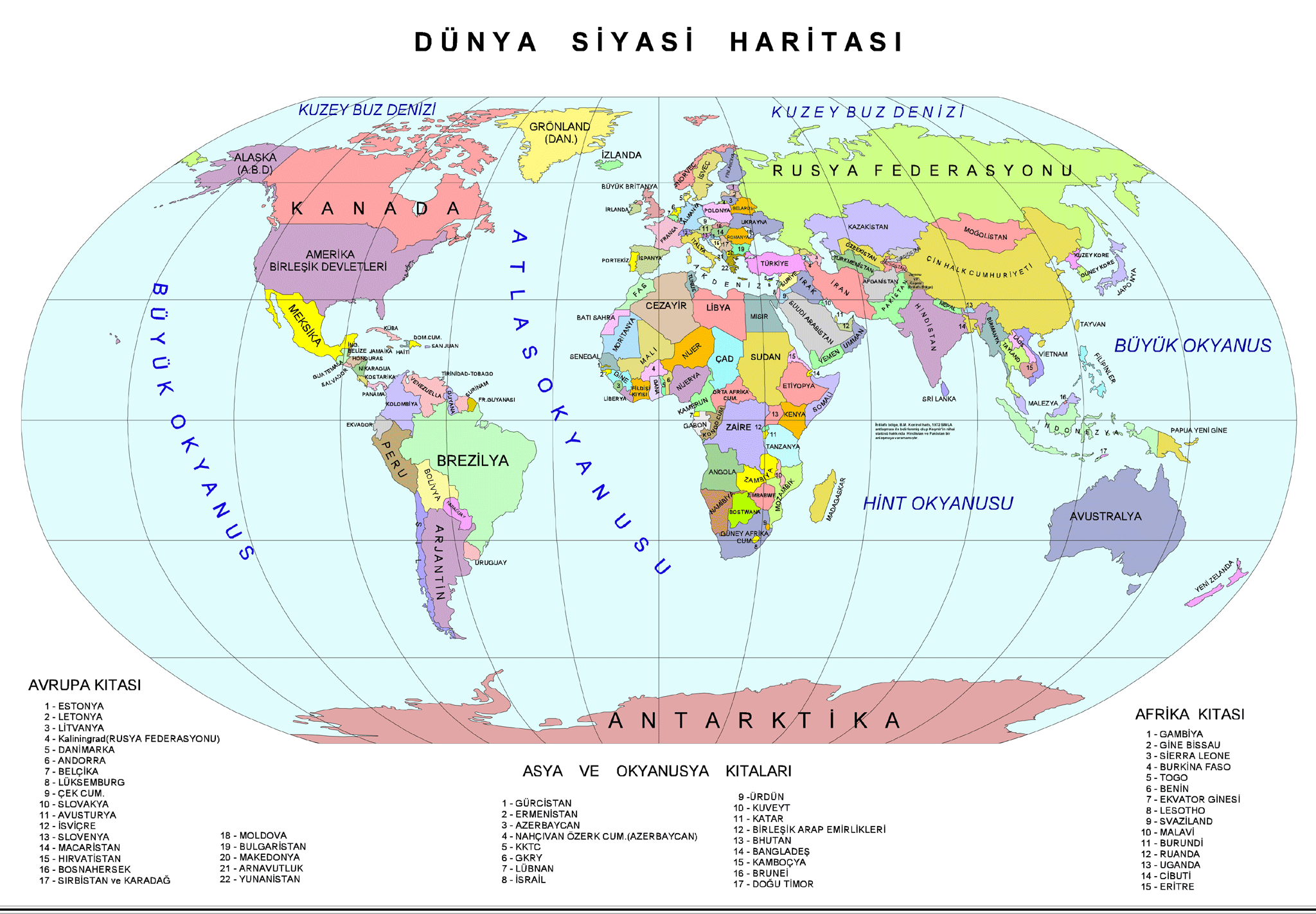 Dünya Politik Harita Türkce