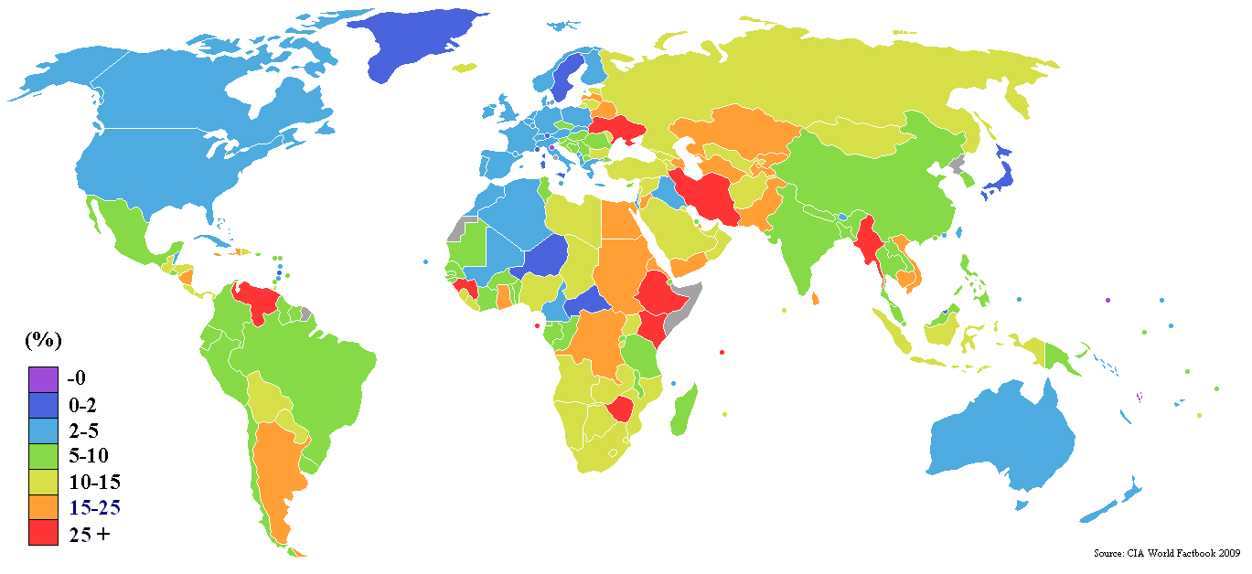 Dünya Ülkeler Enflasyon Oranı Harita