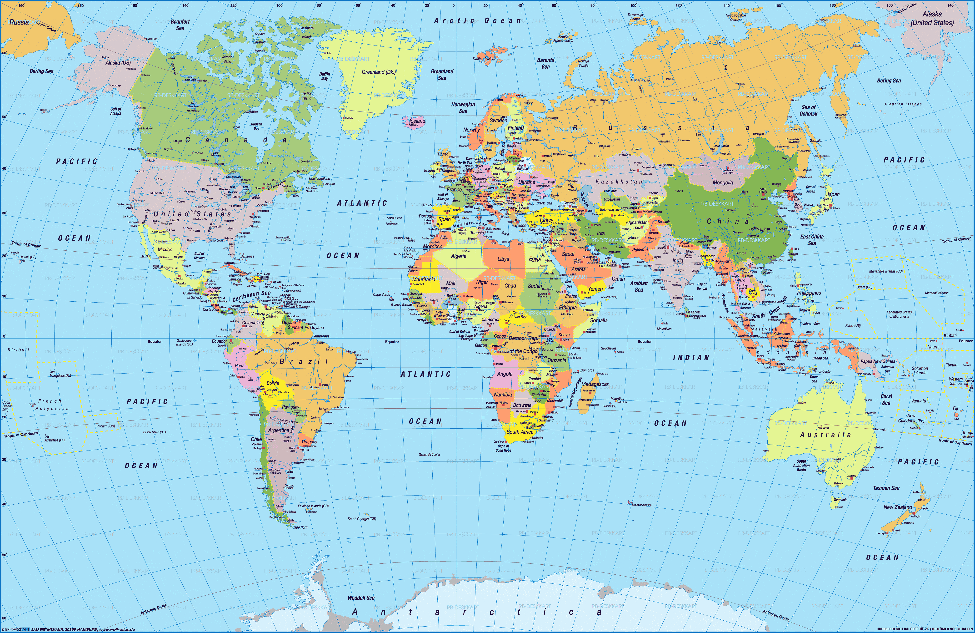 İngilizce Dünya Politik Harita
