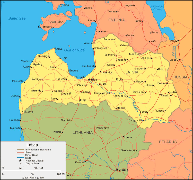 letonya Haritası