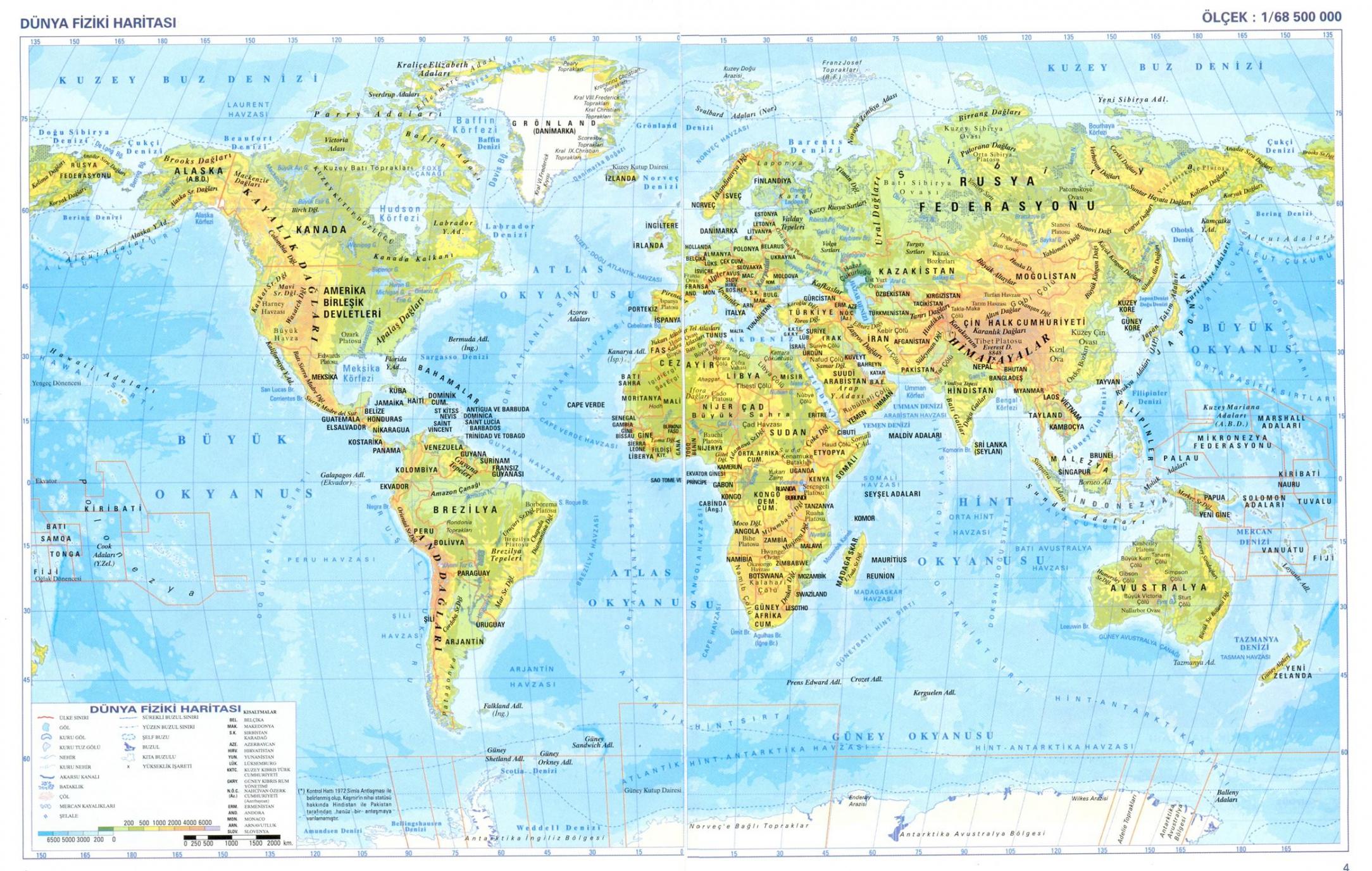Dünya Haritası Fiziki