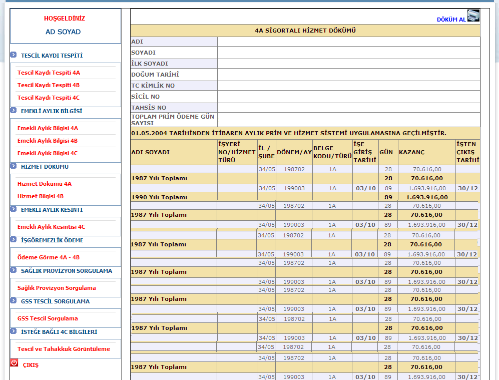 SGK Emekli Maaşı Sorgulama